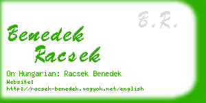 benedek racsek business card